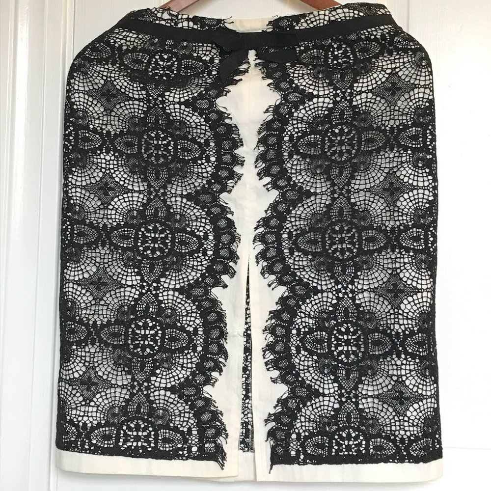ABR New York, Pencil Crochet Skirt, Black & White, Size 4